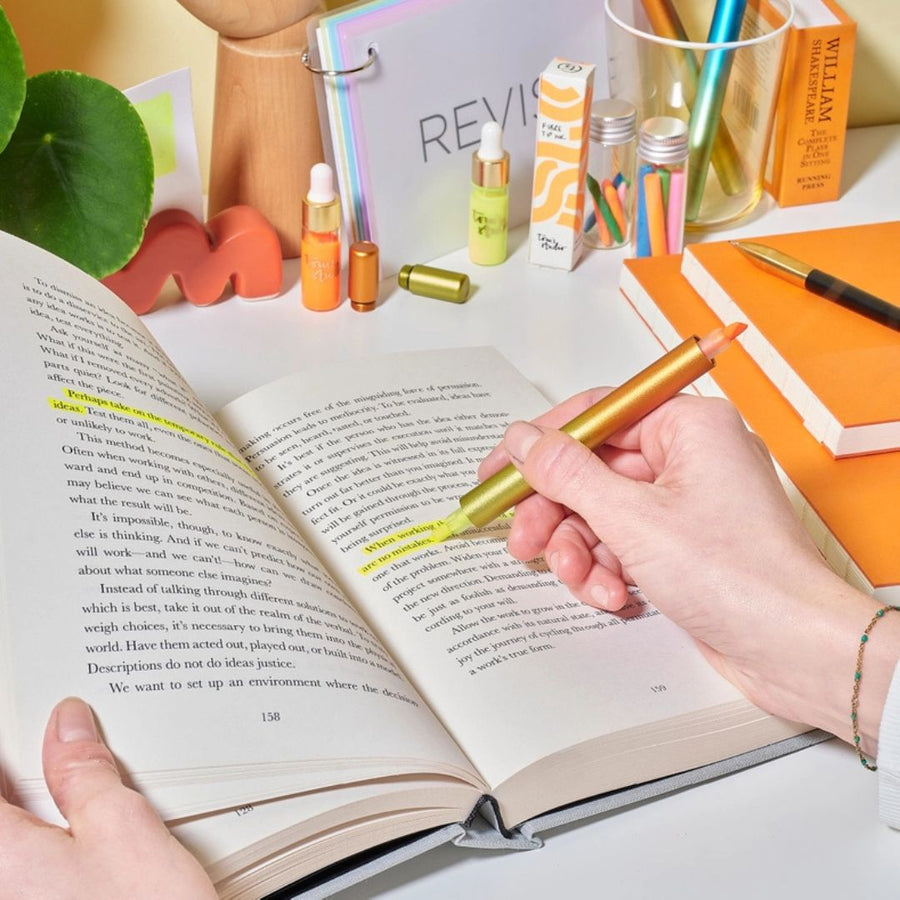 Ori - Refillable Highlighter Pen - Yellow & Orange - Tom's Studio