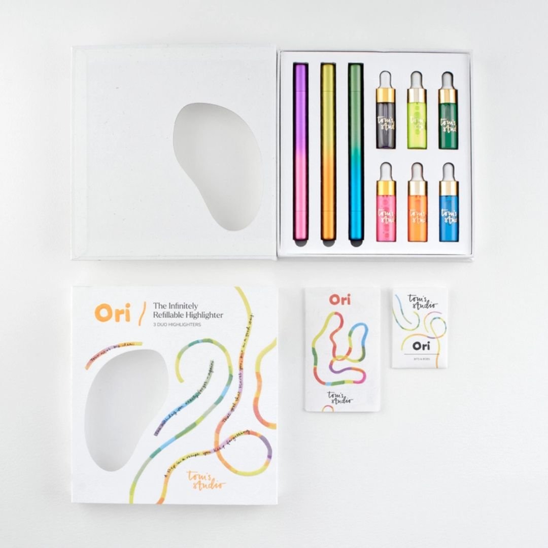 Ori - Refillable Highlighter Pens - Set of 3 - Tom's Studio