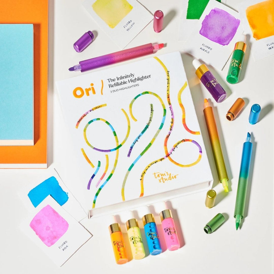 Ori - Refillable Highlighter Pens - Set of 3 - Tom's Studio