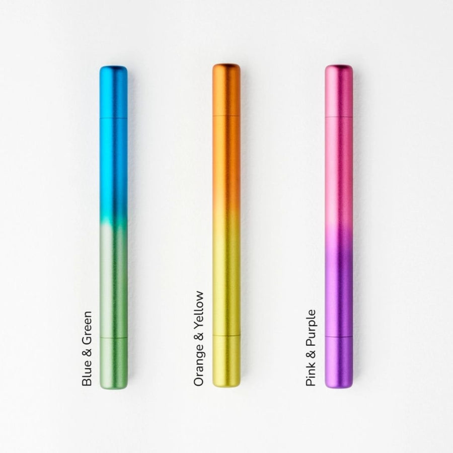 Ori Refillable Highlighter Pen Tom's Studio Blue and Green, Orange and Yellow, Pink and Purple.