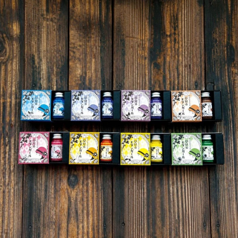 Pastel Calligraphy Inks - Taisho Roman Haikara Dreaming Modern Girl - Rose - Teranishi Guitar