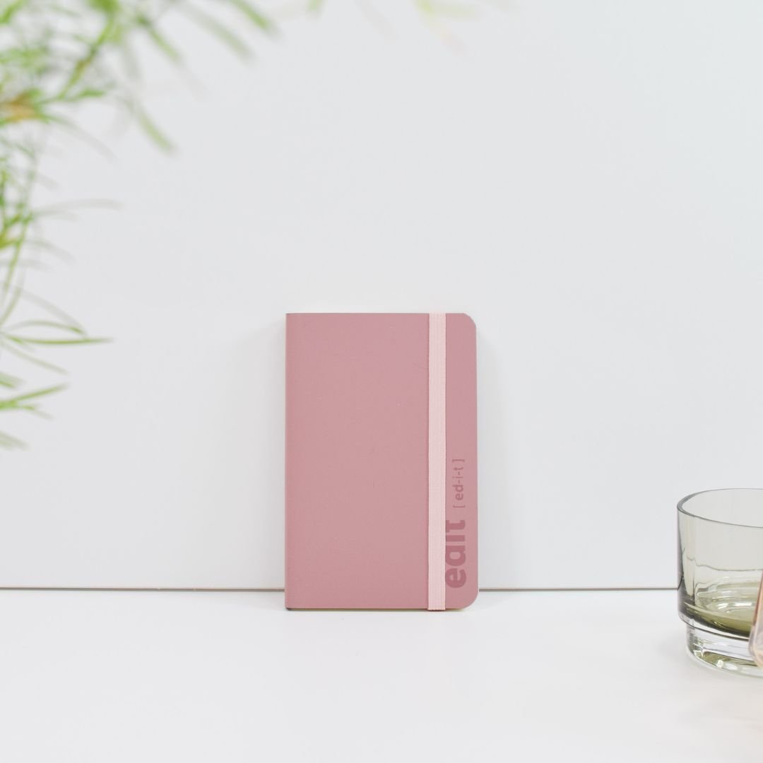 Recycled Leather A6 Lined Notebook Powder Pink - Vent for Change
