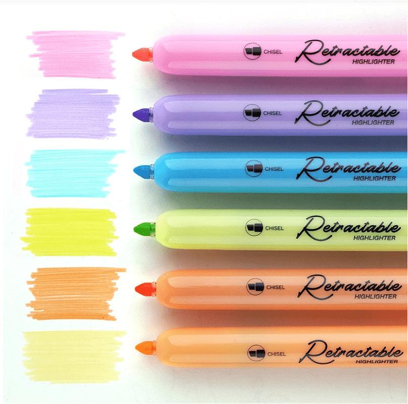 Retractable Highlighter Refills Neon & Pastel-Refills-Writech-Pastel Colours