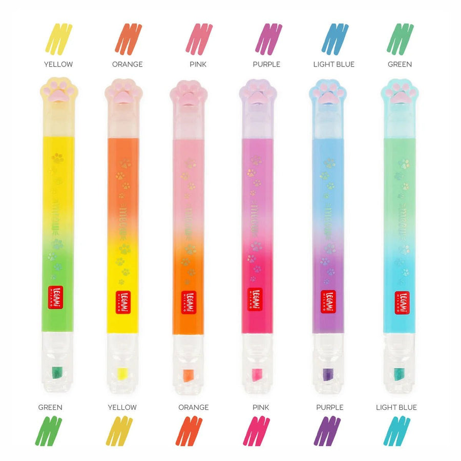 Set of 6 Dual Tip Highlighters Kitty - Legami - Legami