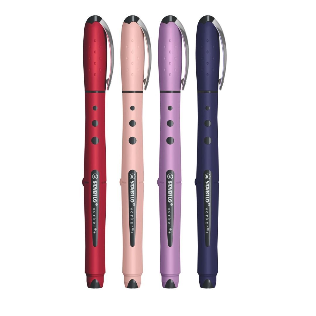 STABILO Worker+ Wildflower Rollerball Pens with Blue Ink - Blush - Stabilo