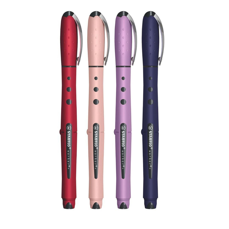 STABILO Worker+ Wildflower Rollerball Pens with Blue Ink - Blush - Stabilo