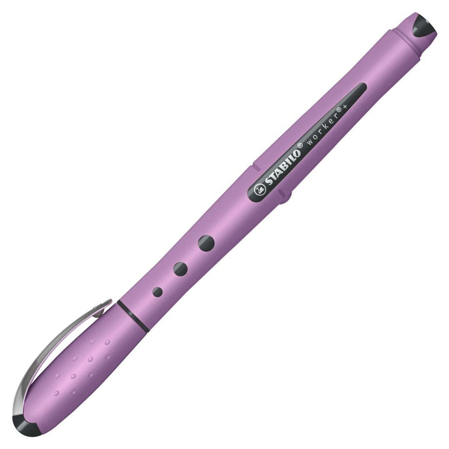 STABILO Worker+ Wildflower Rollerball Pens with Blue Ink - Grey Violet - Stabilo