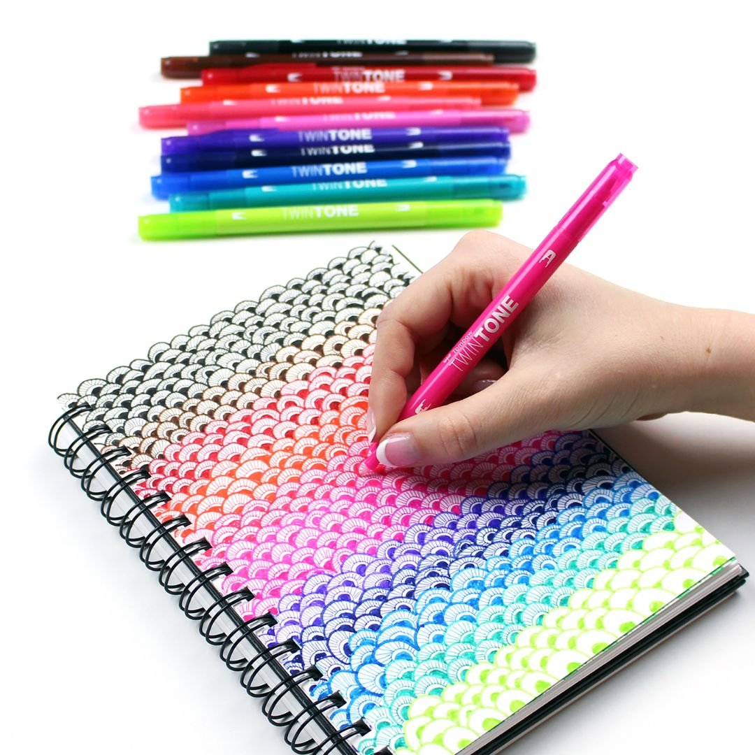 Tombow TwinTone Dual - Tip Marker 12 Bright Colours - Tombow