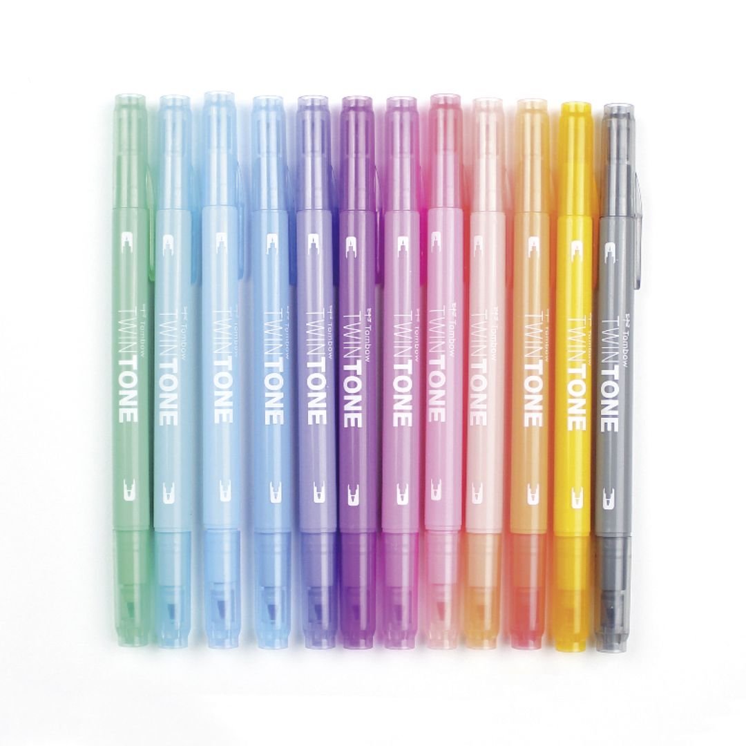 Tombow TwinTone Dual - Tip Marker 12 Pastel Colours - Tombow