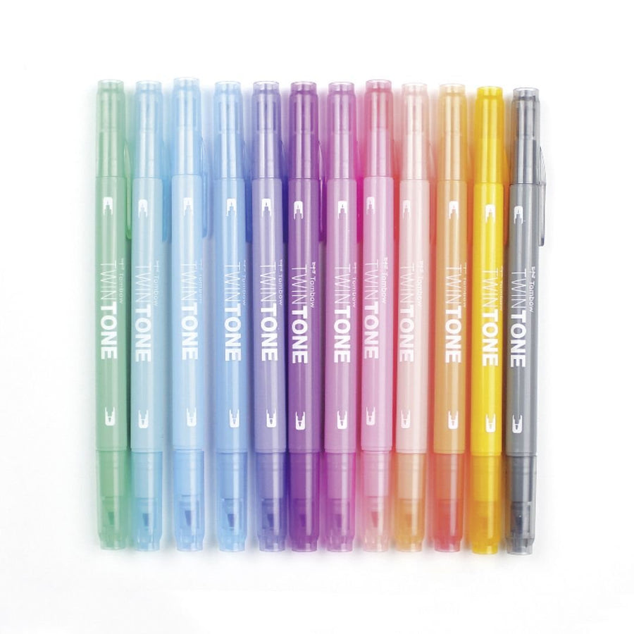 Tombow TwinTone Dual - Tip Marker 12 Pastel Colours - Tombow