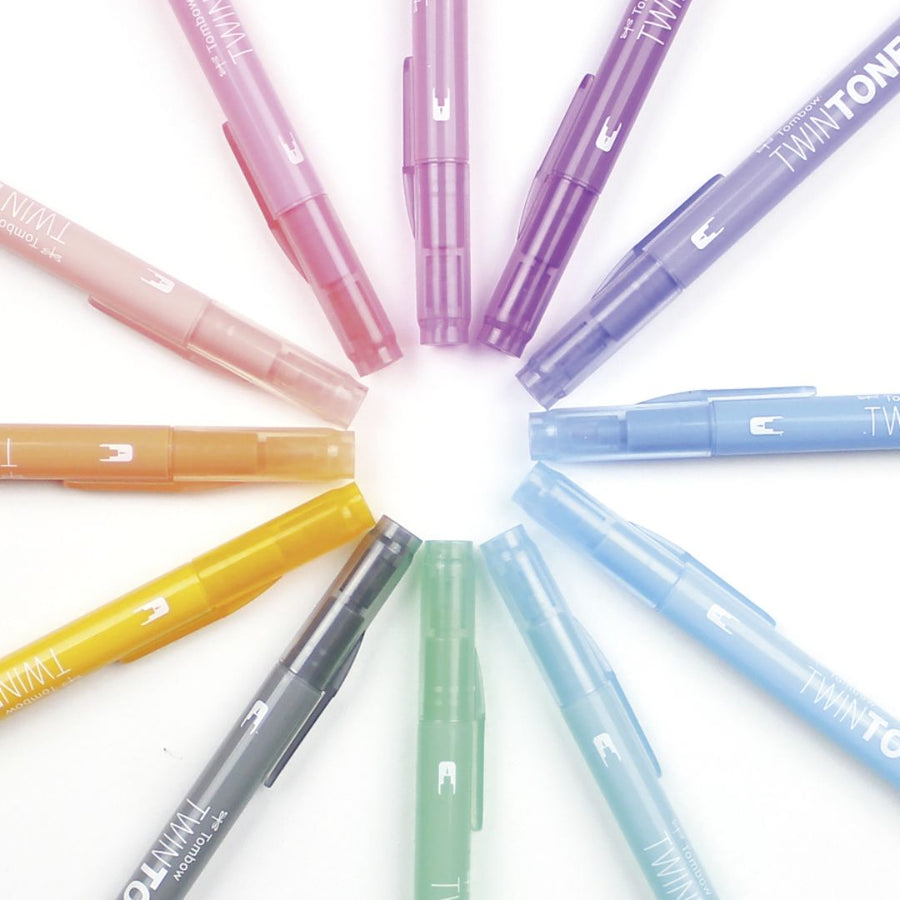 Tombow TwinTone Dual - Tip Marker 12 Pastel Colours - Tombow