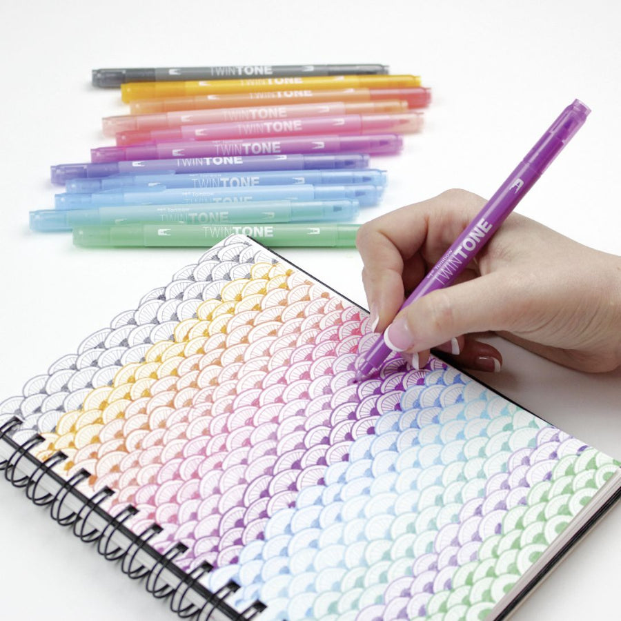 Tombow TwinTone Dual - Tip Marker 12 Pastel Colours - Tombow