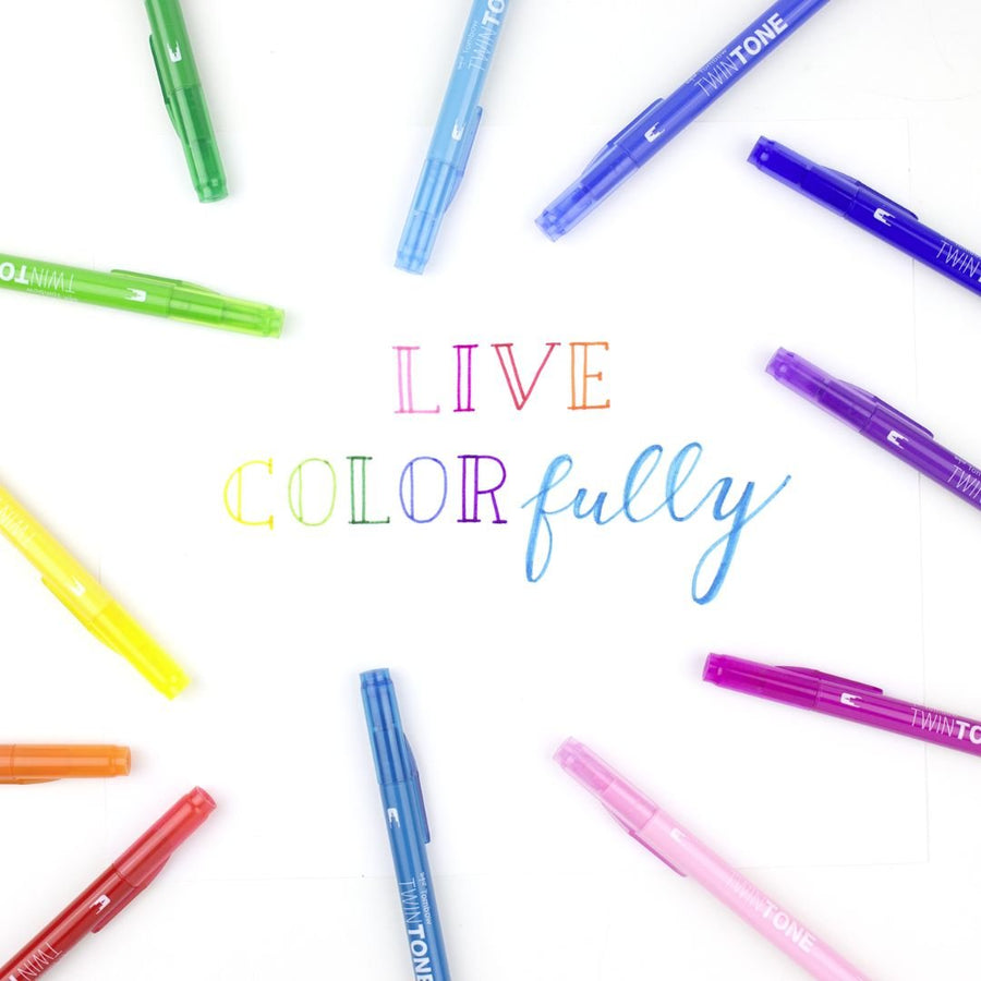 Tombow TwinTone Dual - Tip Marker 12 Rainbow Colours - Tombow