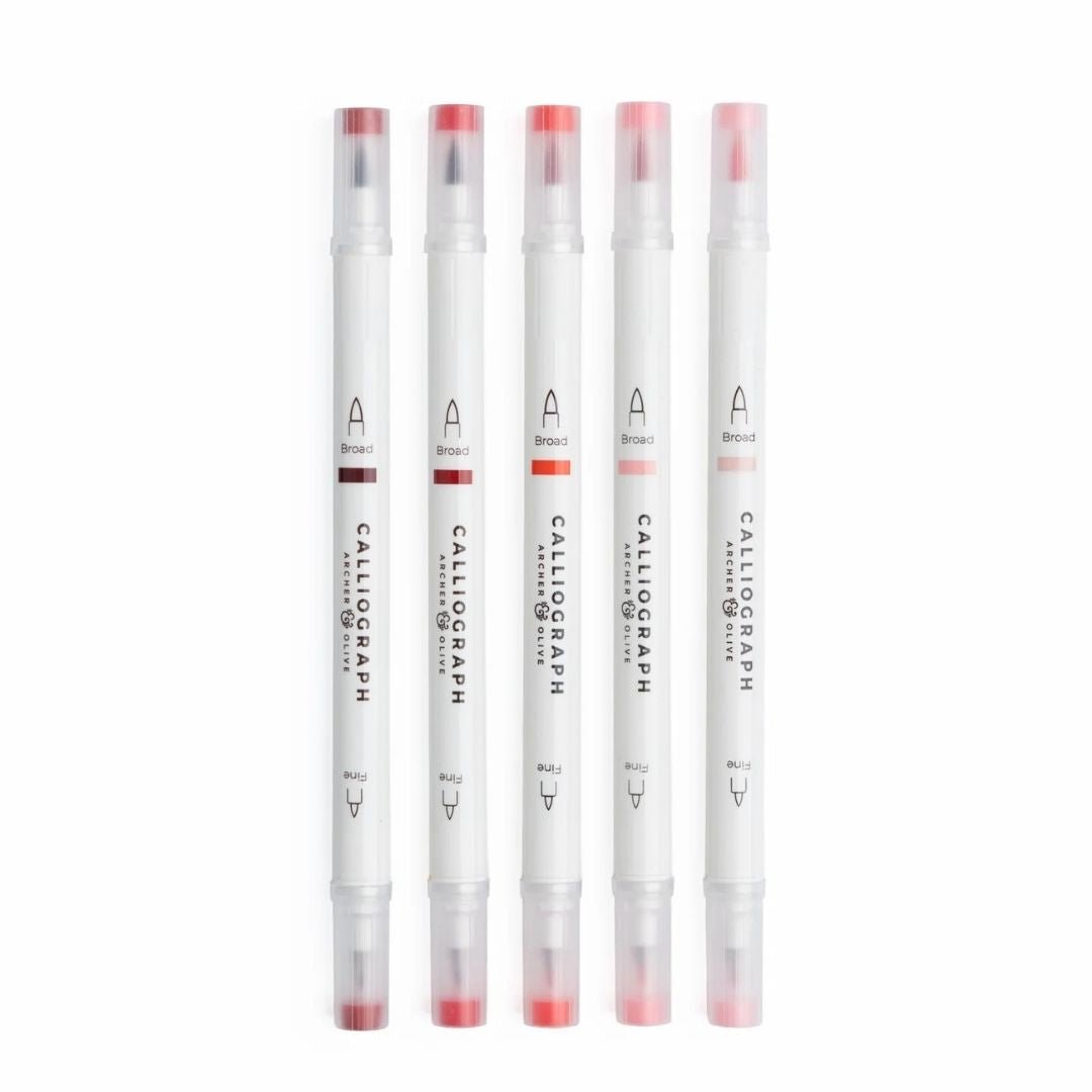 True Red Hues Calliograph Pens - Set of 5 - Archer & Olive