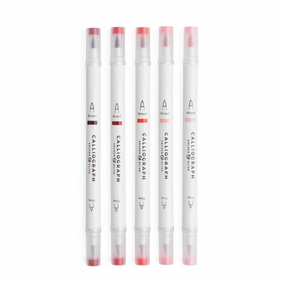 True Red Hues Calliograph Pens - Set of 5 - Archer & Olive