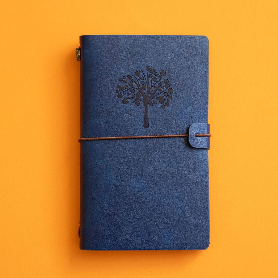 Refillable Travel Journal in Navy - Under the Rowan Trees