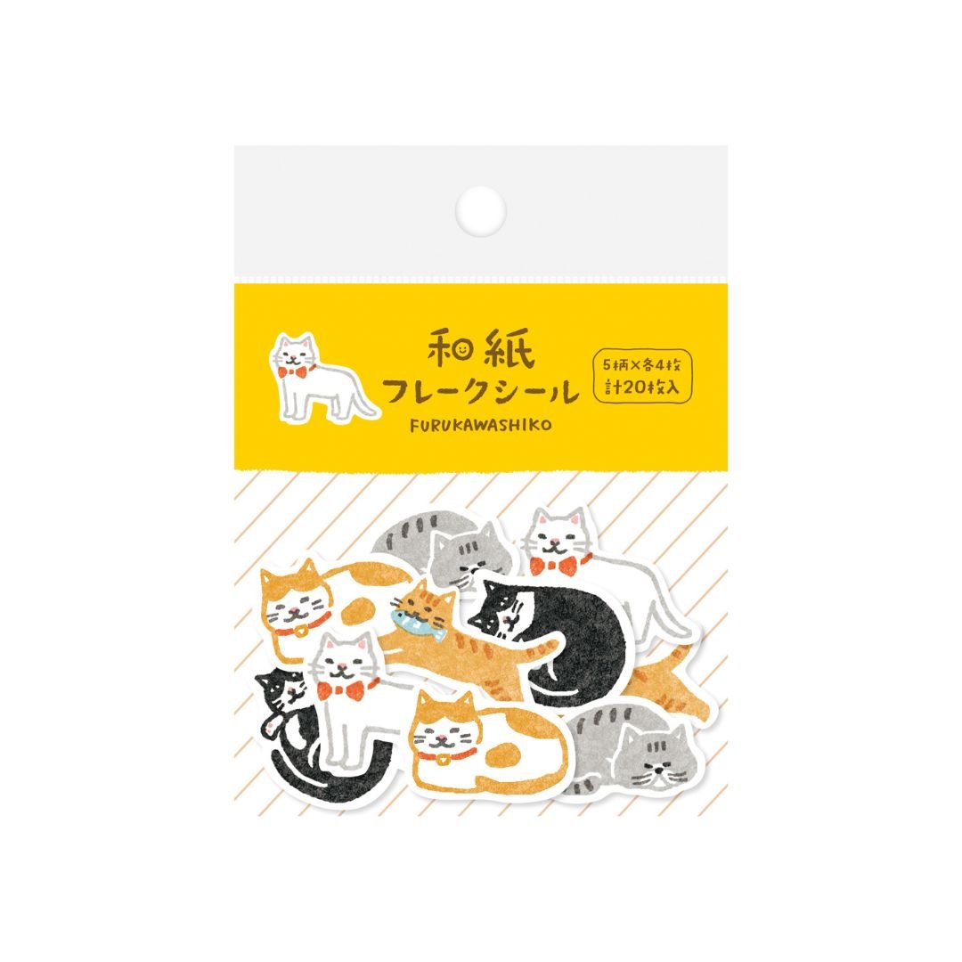 Watashi Biyori Washi Flake Stickers - Cats - Furukawa Shiko