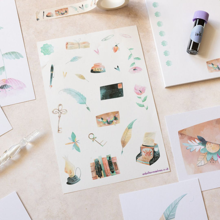Watercolour Writer Washi Sticker Sheets - Under the Rowan Trees