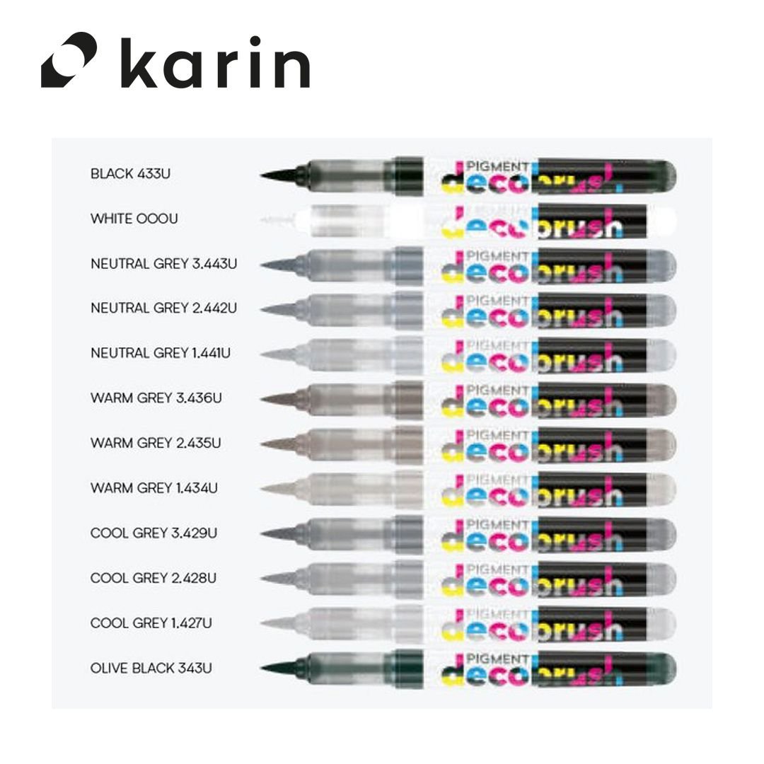Karin Pigment Decobrush Opaque Brush Markers - Greys - Under the Rowan Trees