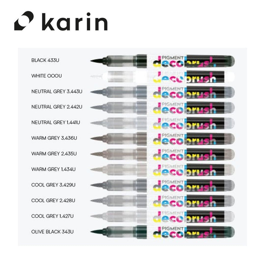 Karin Pigment Decobrush Opaque Brush Markers - Greys - Under the Rowan Trees