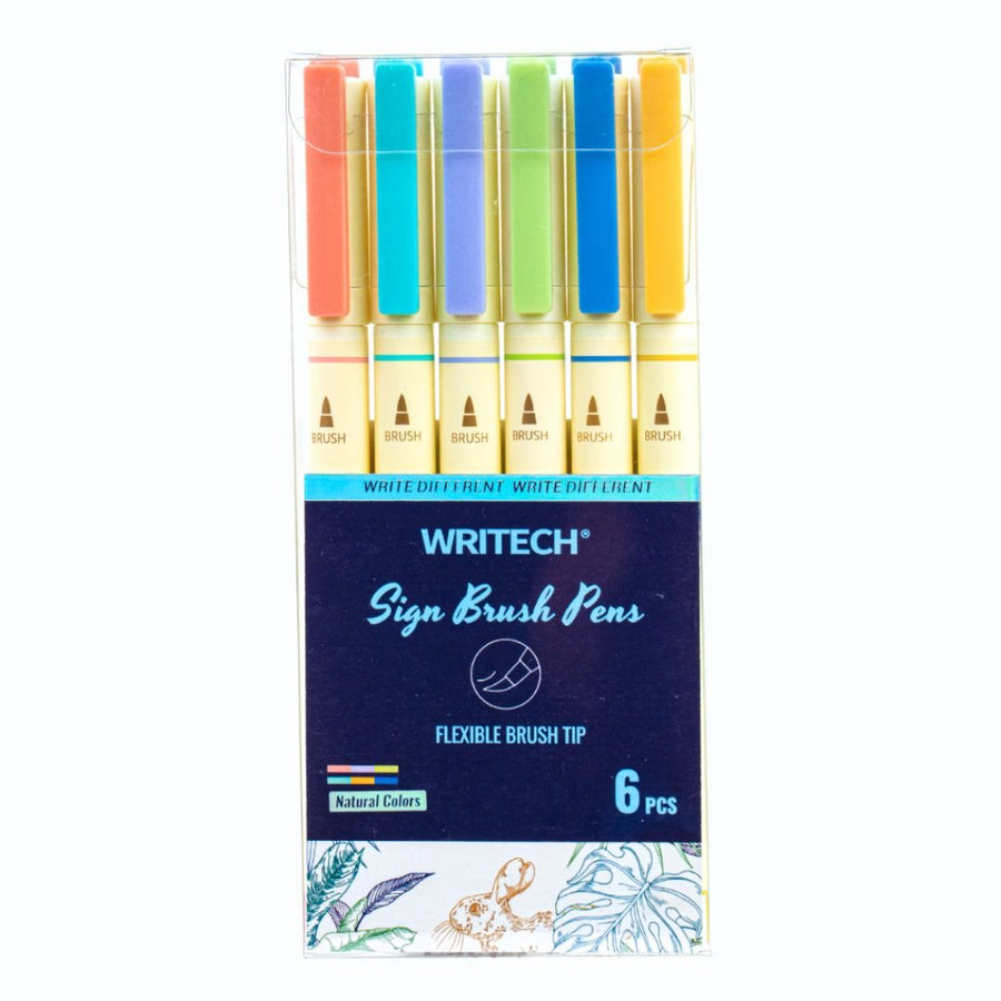 Writech Sign Brush Pens Sets of 6 - Natural - Writech