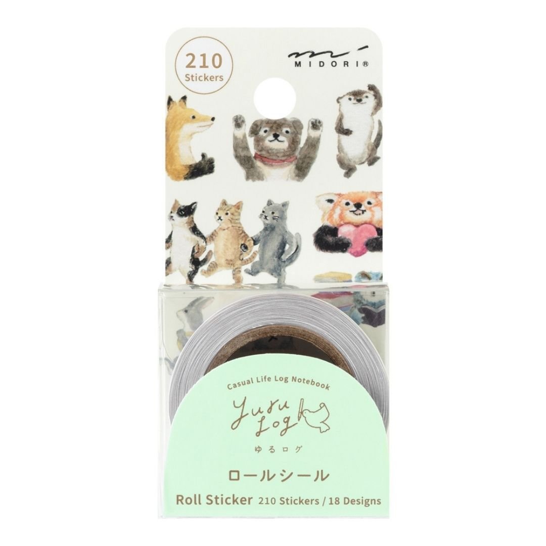 Yuru Log Roll Stickers - Animal Emotions - Midori