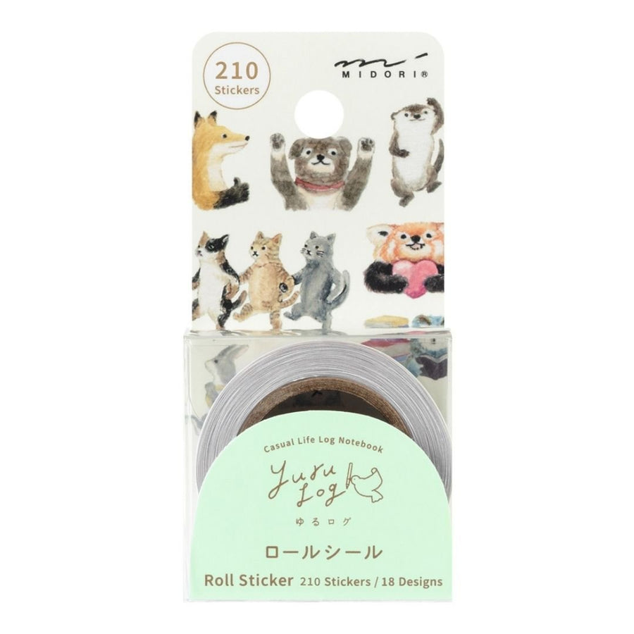 Yuru Log Roll Stickers - Animal Emotions - Midori