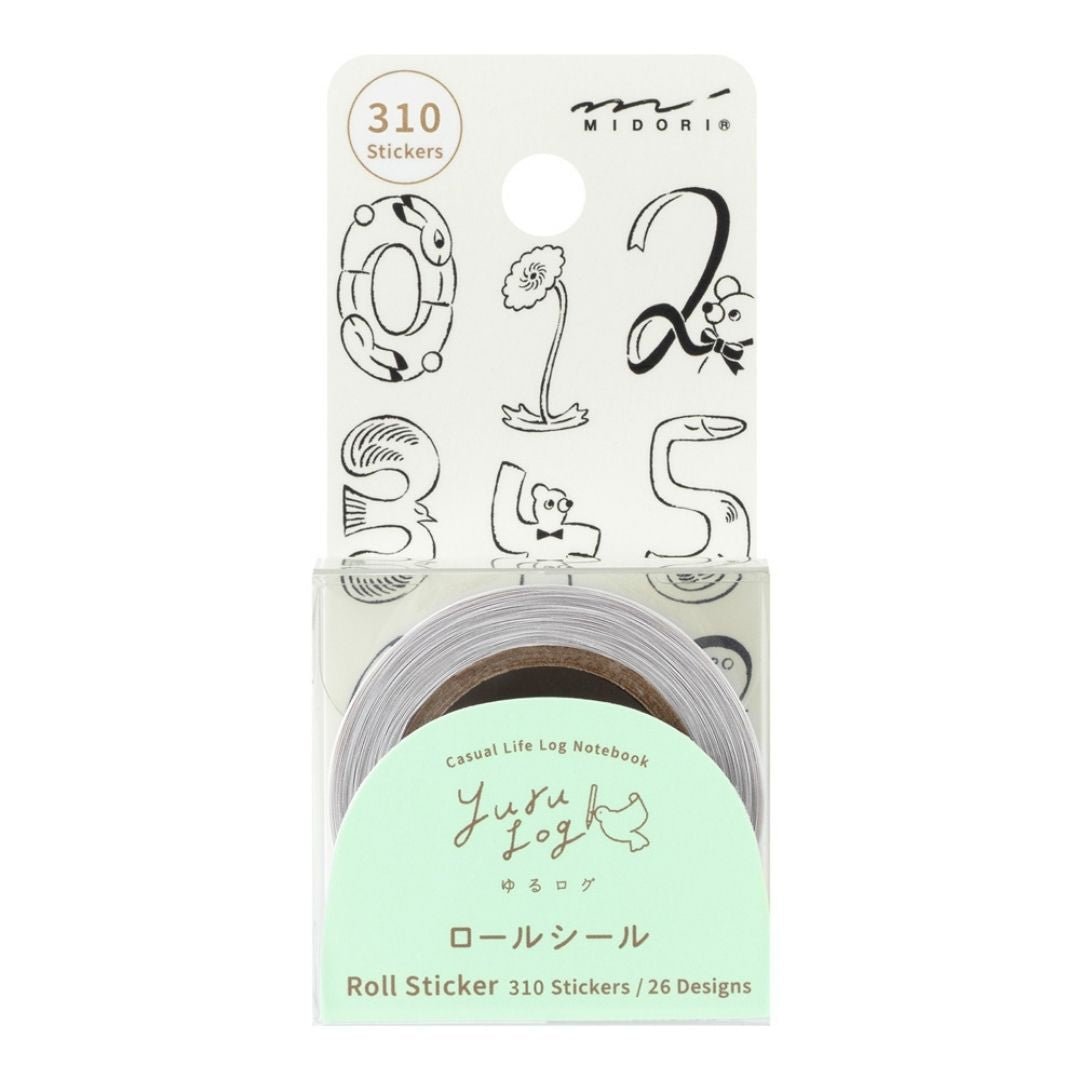 Yuru Log Roll Stickers - Numbers - Midori