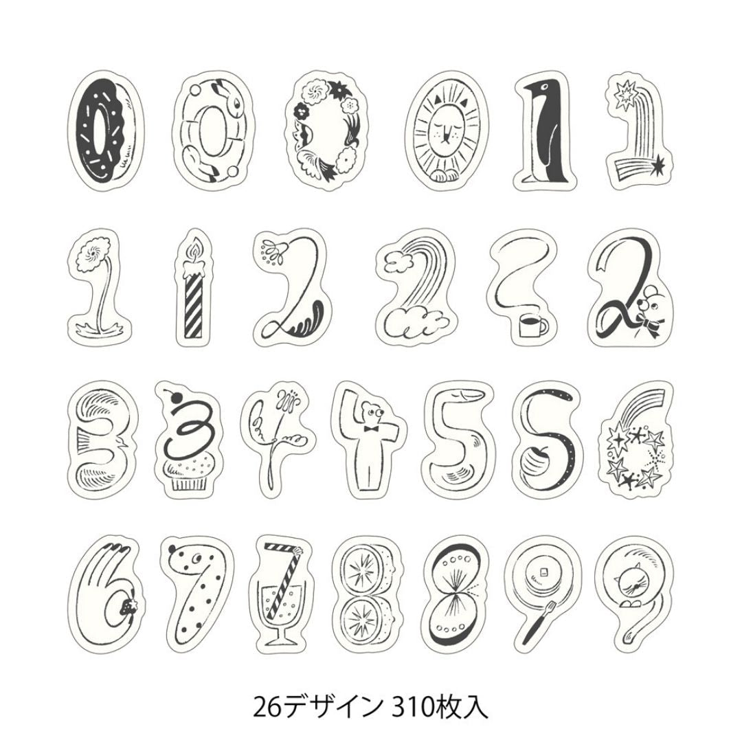 Yuru Log Roll Stickers - Numbers - Midori