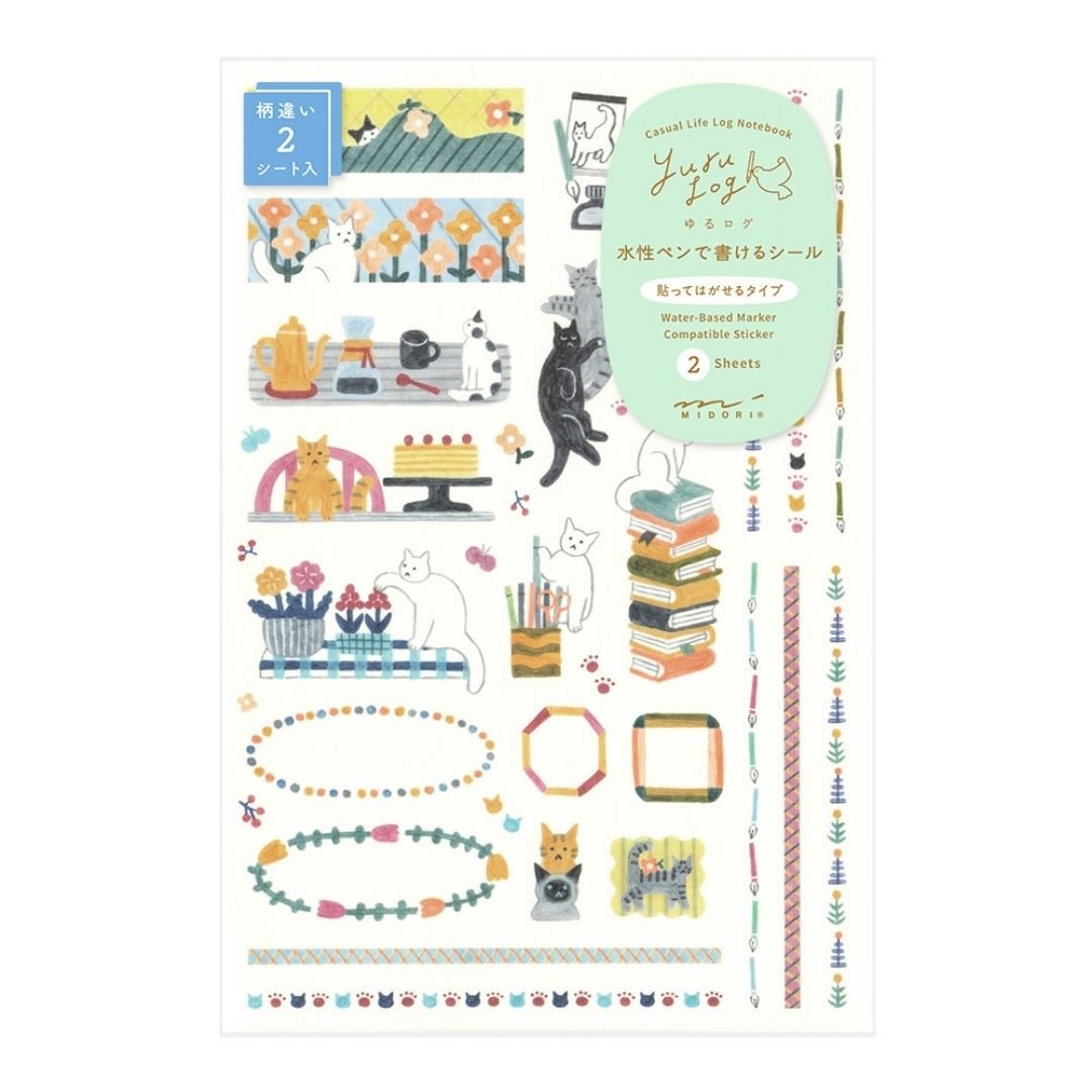 Yuru Log Sticker Sheets x2 - Cat