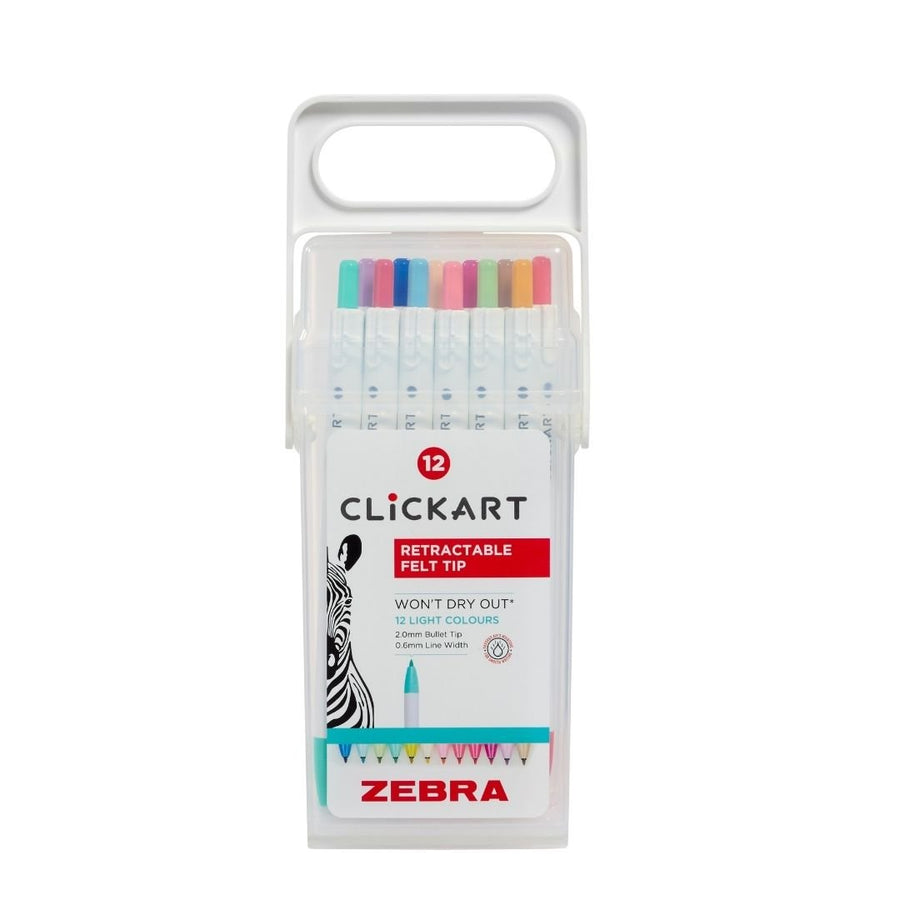 Zebra Clickart Retractable Pens - 12 Light Colours - Zebra