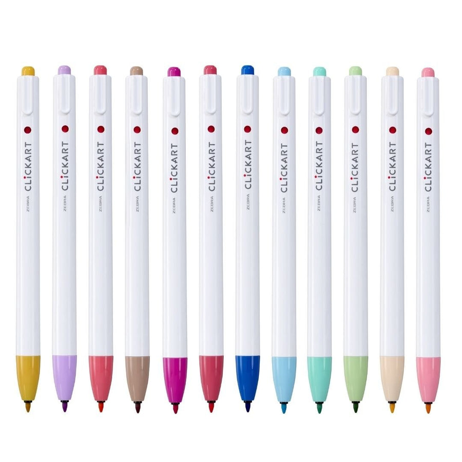 Zebra Clickart Retractable Pens - 12 Light Colours - Zebra