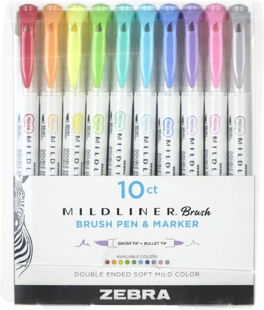 Zebra Mildliner Brush Soft and Mild Set of 10 - Zebra