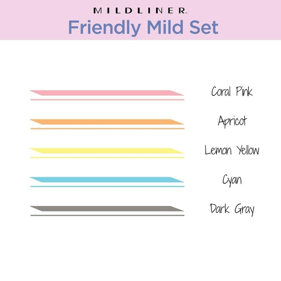 Zebra Mildliner Friendly Mild Set 5 Pack - Zebra