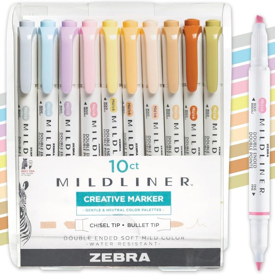 Zebra Mildliner Gentle and Neutral Set 10 Pack - Zebra