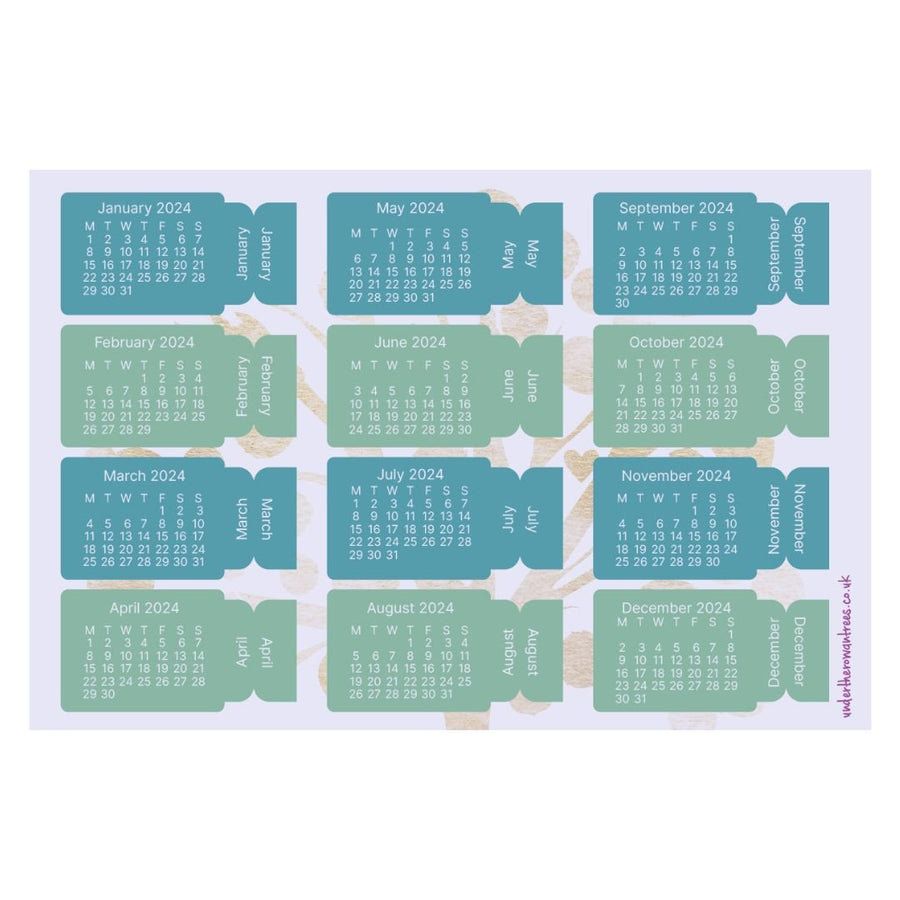 2024 Calendar Tab Stickers-Stickers-Under the Rowan Trees-