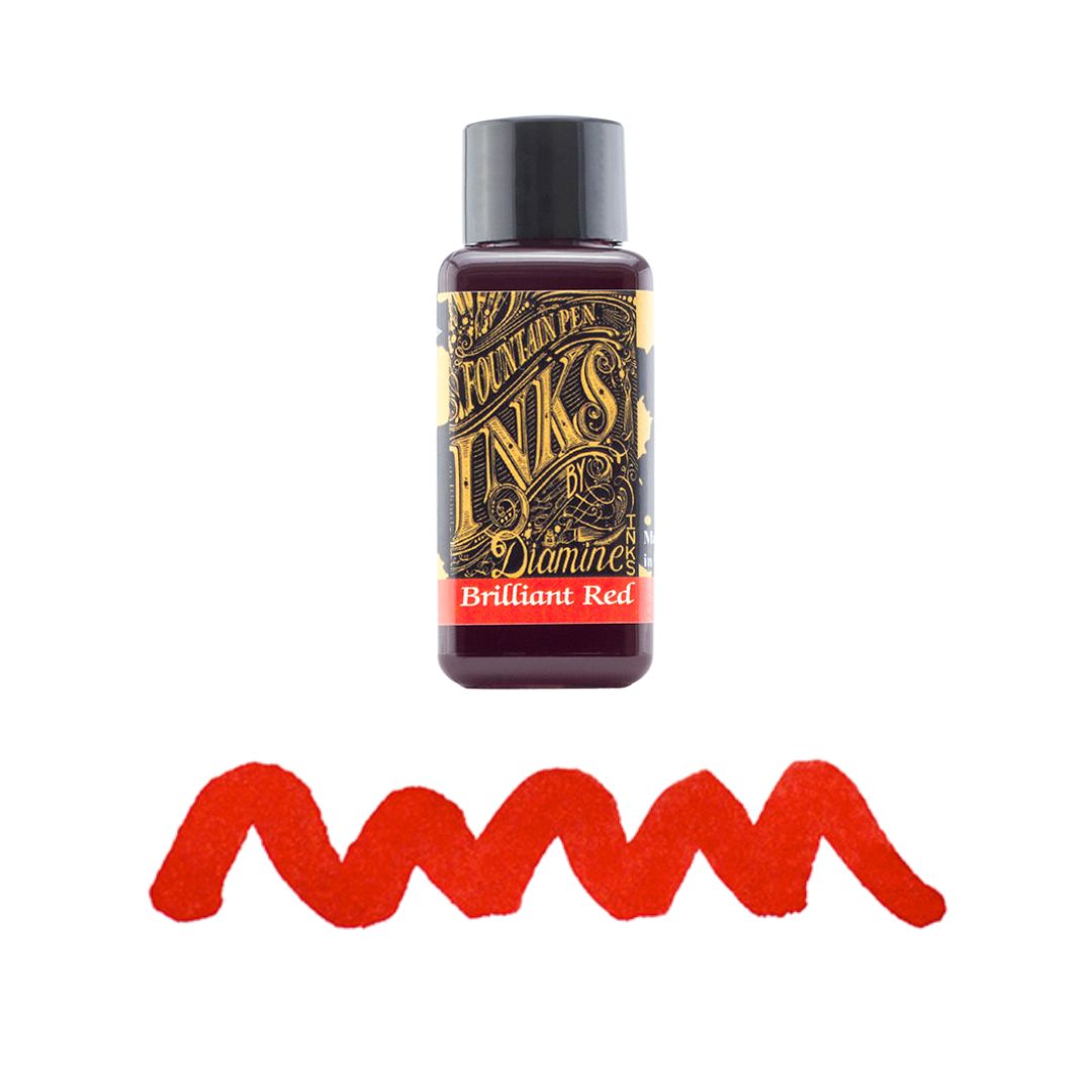 Reds & Pinks Diamine Fountain Pen Inks 30ml - Brilliant Red