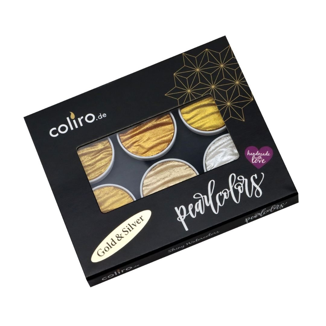 Gold & Silver Coliro Pearlcolors Set of Six-Calligraphy Inks-Coliro-