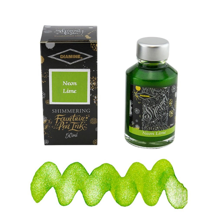 Diamine Shimmer Fountain Pen Ink 50ml-Fountain Pen Inks-Diamine-Neon Lime