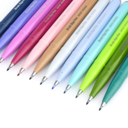 Pentel Brush Sign Pen 12 Additional Colours-Pens-Pentel-