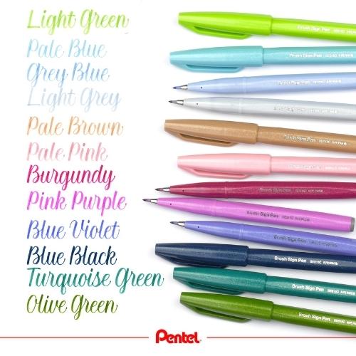 Pentel Brush Sign Pen 12 Additional Colours-Pens-Pentel-