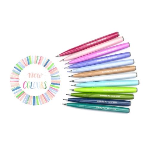Pentel Brush Sign Pen 12 Additional Colours-Pens-Pentel-