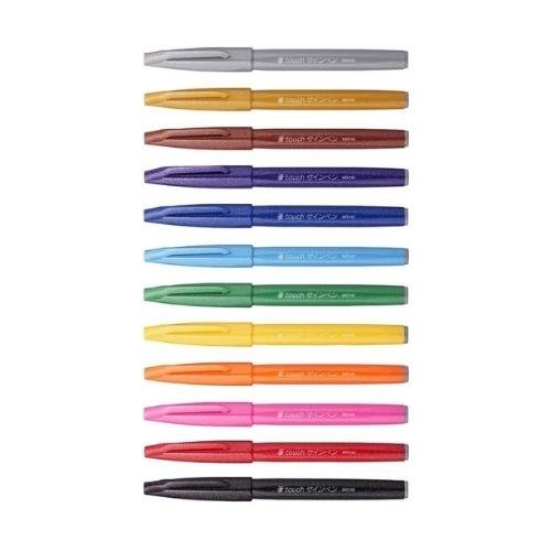 Pentel Brush Sign Pen 12 Original Colours-Pens-Pentel-