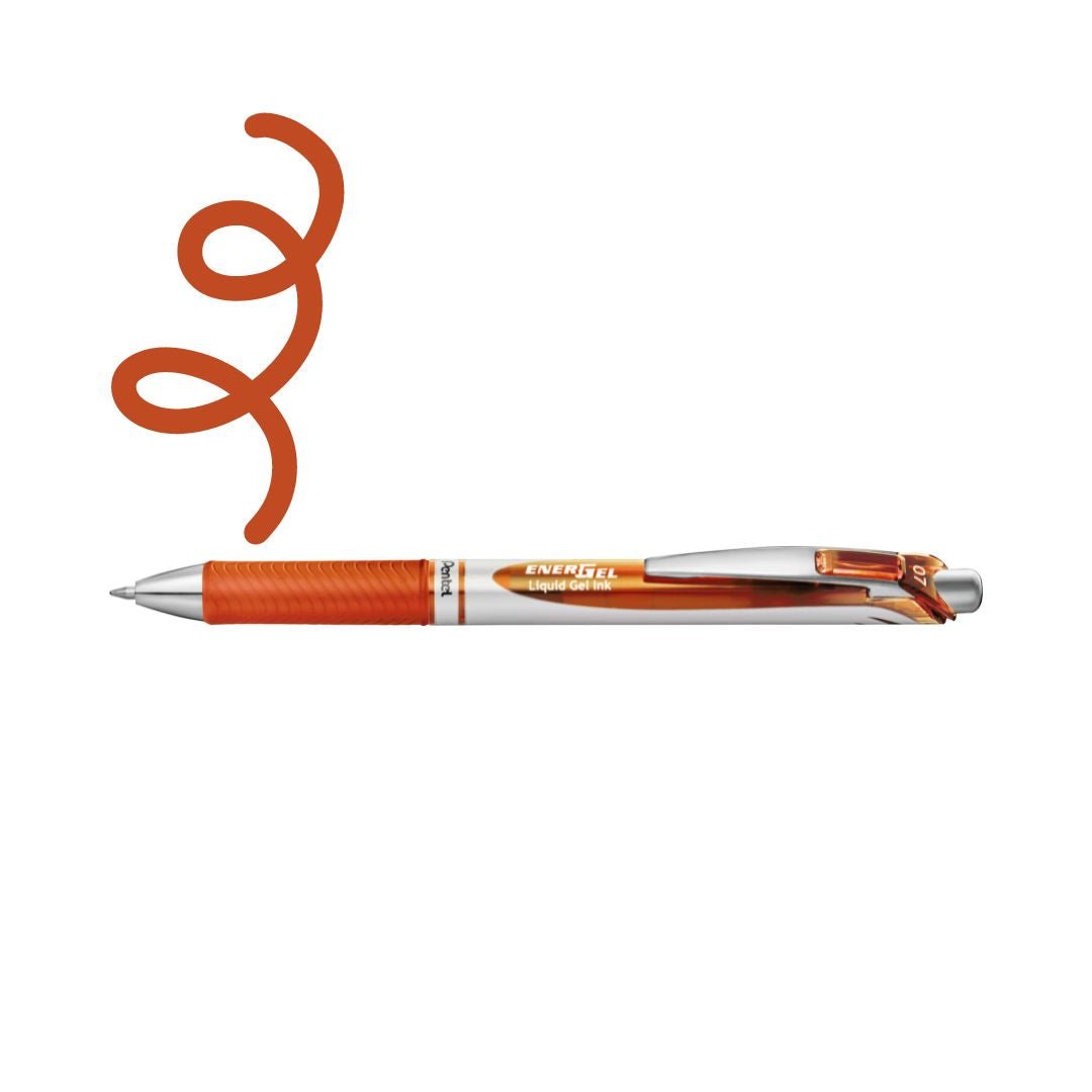 Pentel EnerGel Retractable Pen 0.7mm-Pens-Pentel-Orange