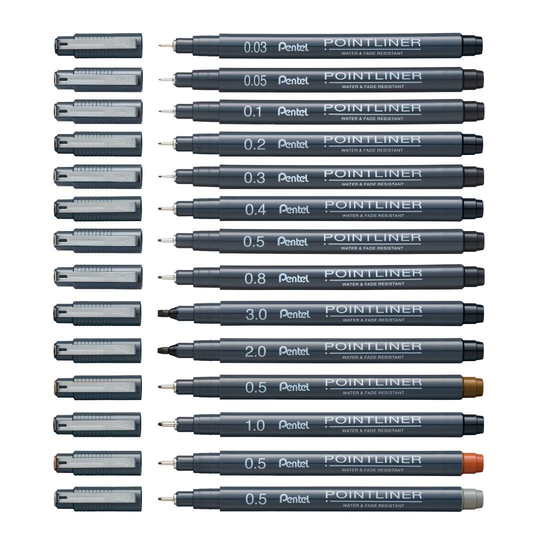 Pentel Pointliner Black S20P-Pens-Pentel-0.03mm
