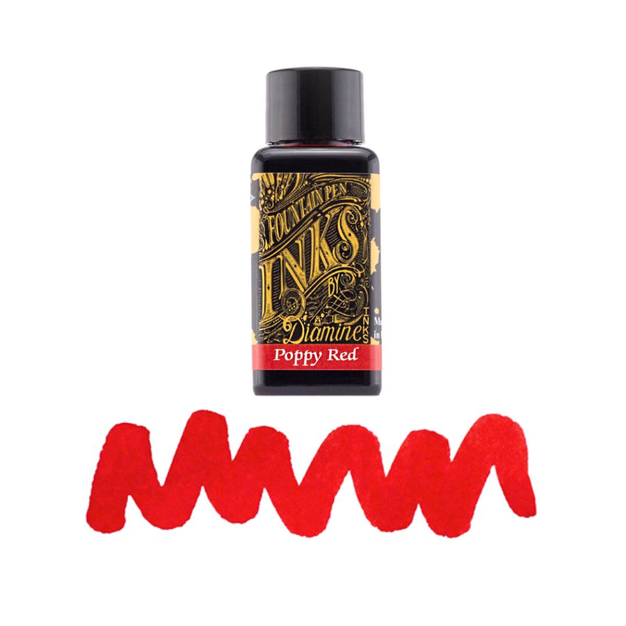 Reds & Pinks Diamine Fountain Pen Inks 30ml - Poppy Red