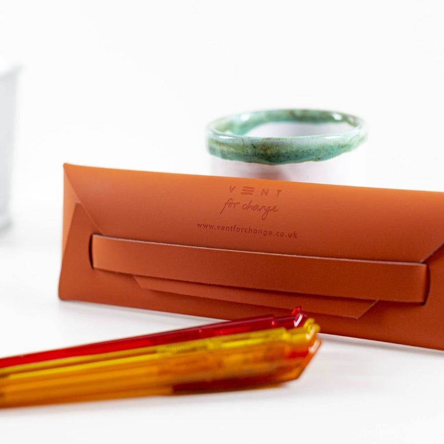 Recycled Leather Pen Pouch - Purple - Vent for Change - Under the Rowan Trees